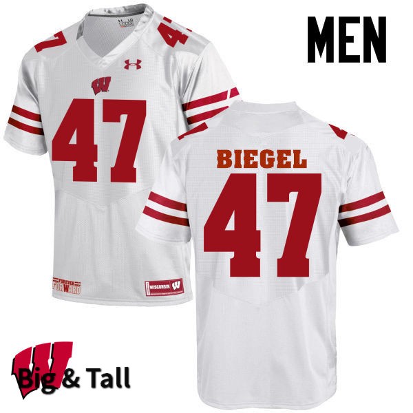 Wisconsin Badgers Men's #47 Vince Biegel NCAA Under Armour Authentic White Big & Tall College Stitched Football Jersey LL40Q20GV